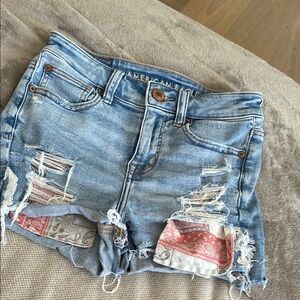 American Eagle Outfitters Blue Distressed Jean Shorts